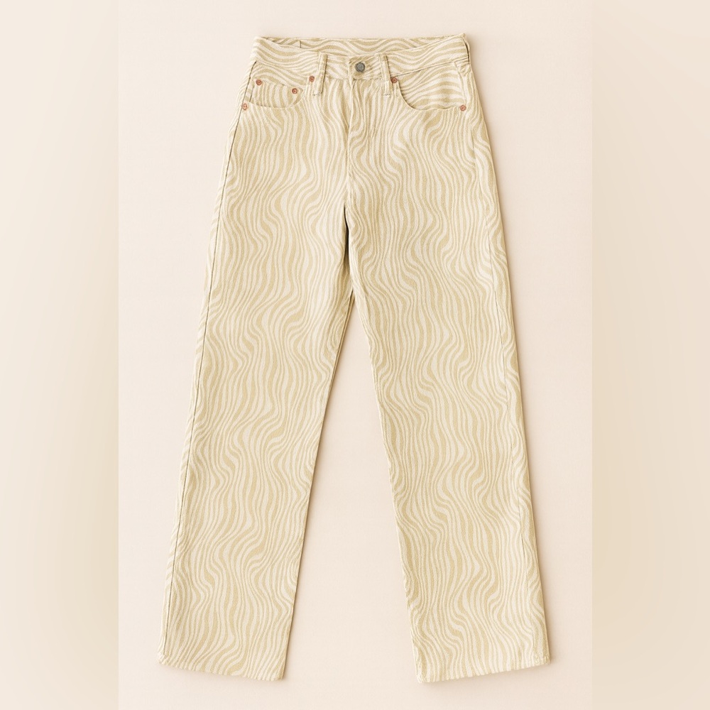 Levi’s Premium Ribcage Straight Ankle Jeans – Size 25 | Rare Wavy Stripe Print